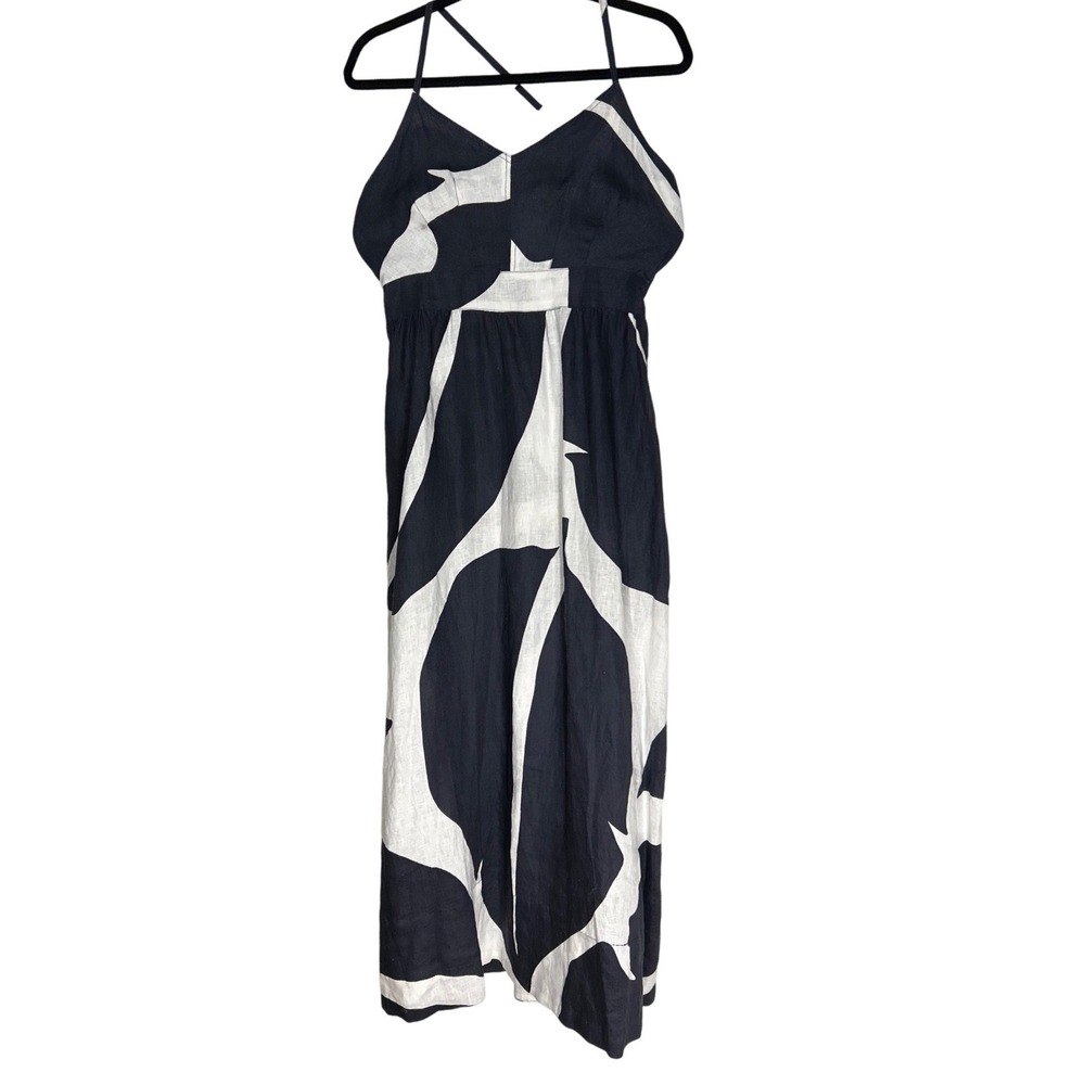 The Odells Miro Bareback 100% Linen Dress Botanical Canvas Size M Retail $340